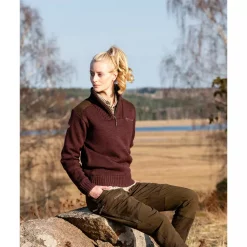 Pinewood Hurricane Damen Strickpullover Mit Membran, Dark Burgundy -Günstiges Pinewood Geschäft 103315 20