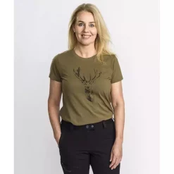 Pinewood Red Deer Damen T-Shirt, Hunting Olive -Günstiges Pinewood Geschäft 125270 30