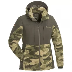 Pinewood Esbo Pile Camou Damen Faserpelz Jagdjacke, Green Jungle/Suede Brown - 2XL