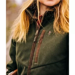 Pinewood Nydala Damen Wolljacke, Moosgrün/Wildleder Braun -Günstiges Pinewood Geschäft 129214 40
