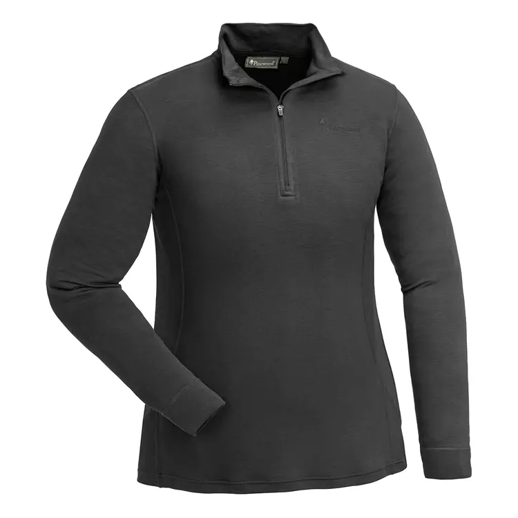 Pinewood Abisko Half-Zip Damen Baselayer Mit Merinowolle, Smoke Schwarz 2 Pinewood Abisko Half-Zip Damen Baselayer Mit Merinowolle, Smoke Schwarz – Bild 2