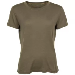 Pinewood Damen T-shirt Mit Merinowolle, Grün, Grau